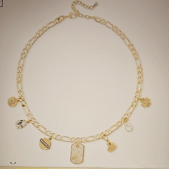 ON 34th Jewelry - NWT On 34th Gold, Crystal, Pearl Mixed Charm Necklace Unique 18"
